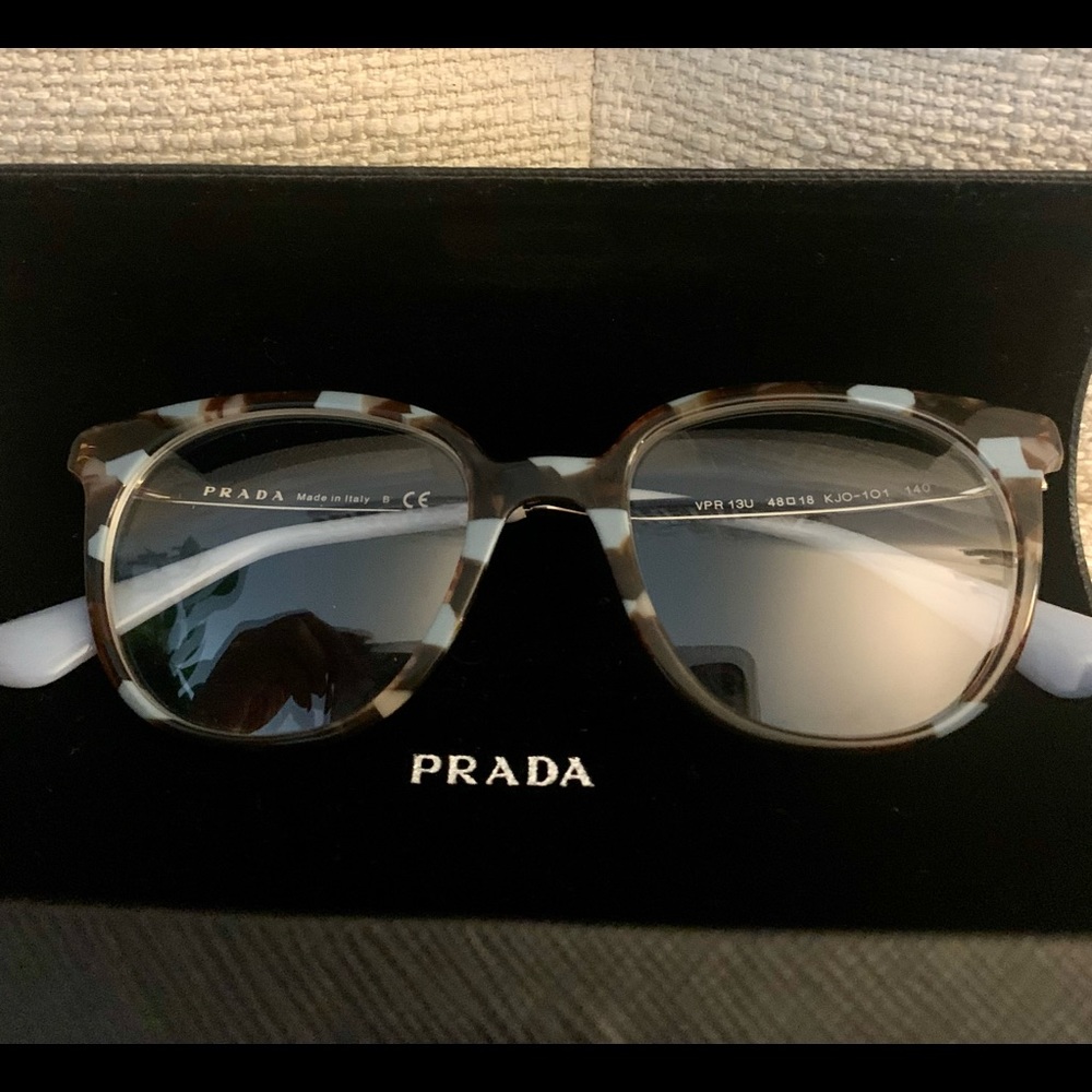 PRADA PR13UV CATWALK FRAME/GLASSES STRIPED BROWN/AZURE COMES WITH CASE & CLOTH